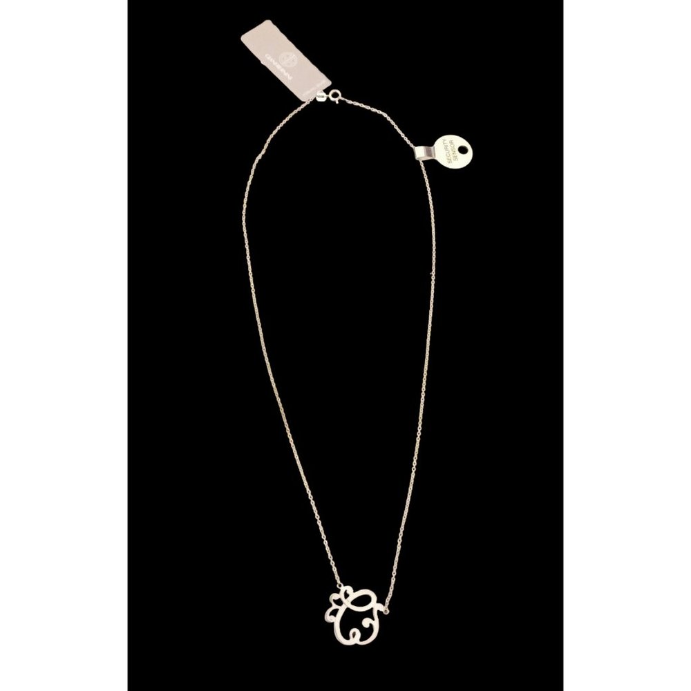 Ciani Bernini 925 Sterling Silver Initial Scroll Letter C 18" Long Necklace NWT